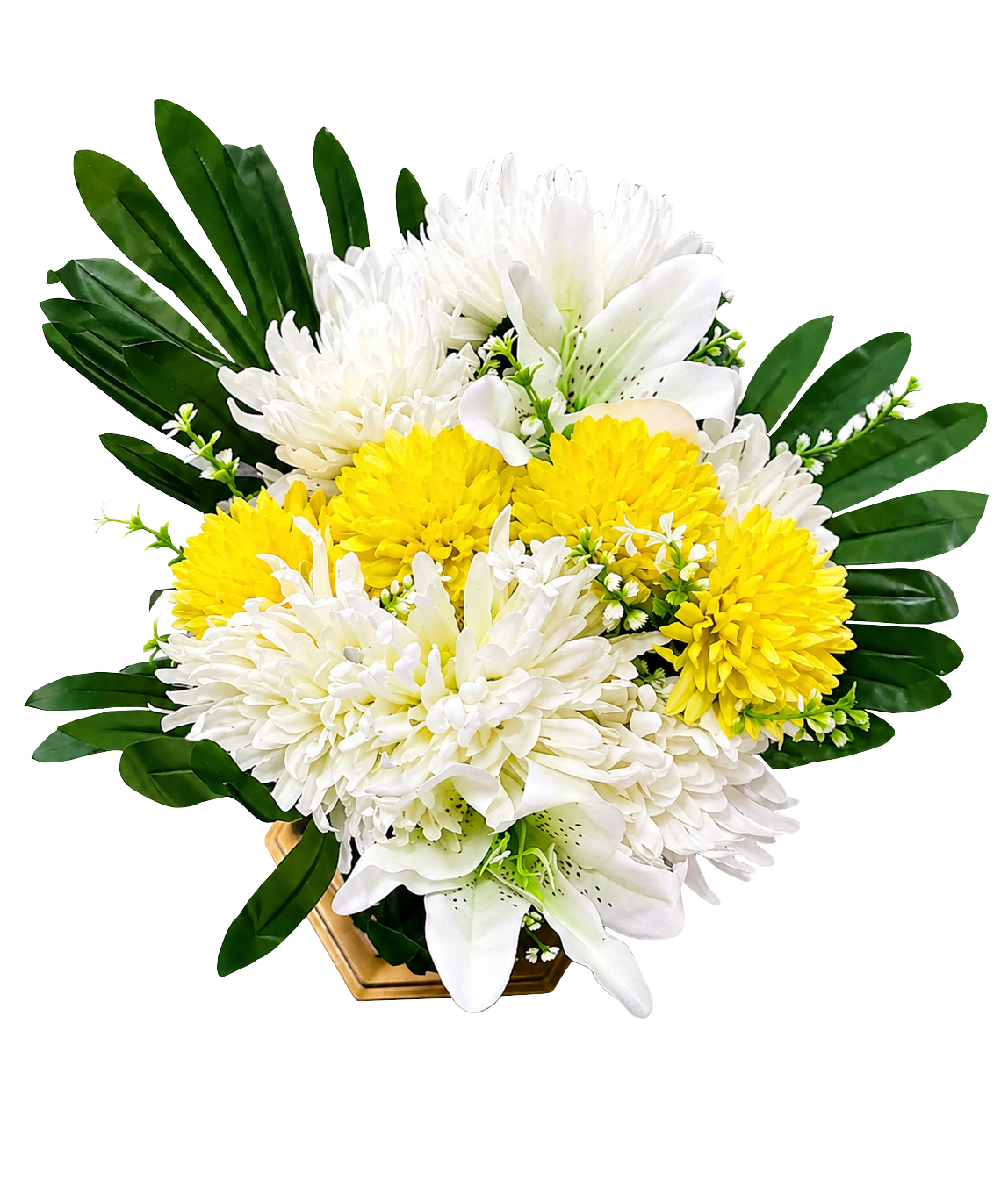 Aranjament funerar rotund cu flori artificiale realtouch – Floraria Mariei - imagine 2
