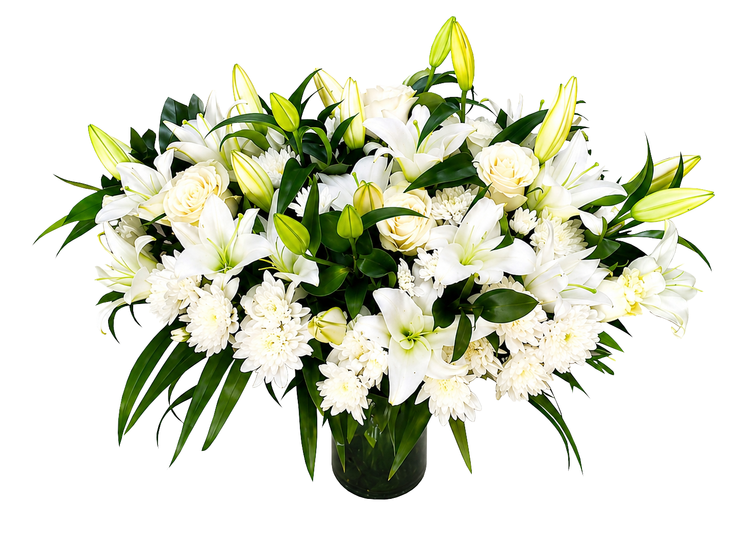 Aranjament funerar oval mediu cu flori naturale (40–50 cm) – Floraria Mariei