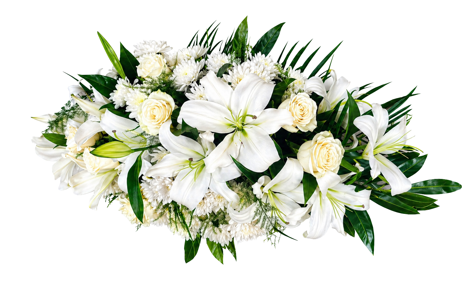 Aranjament funerar oval mediu cu flori naturale (40–50 cm) – Floraria Mariei - imagine 2