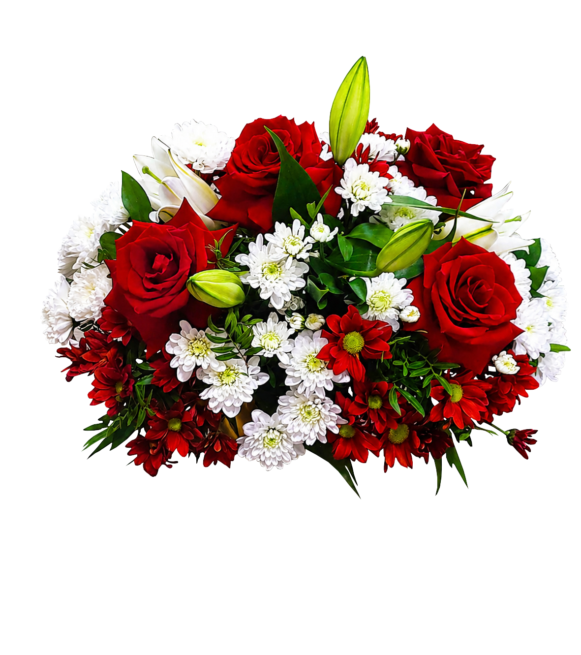 Aranjament Funerar Oval Floraria Mariei, flori naturale 20–30 cm