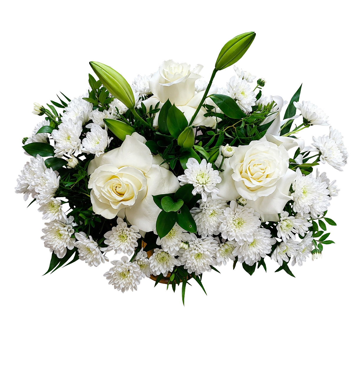 Aranjament Funerar Oval Floraria Mariei, flori naturale 20–30 cm - imagine 2