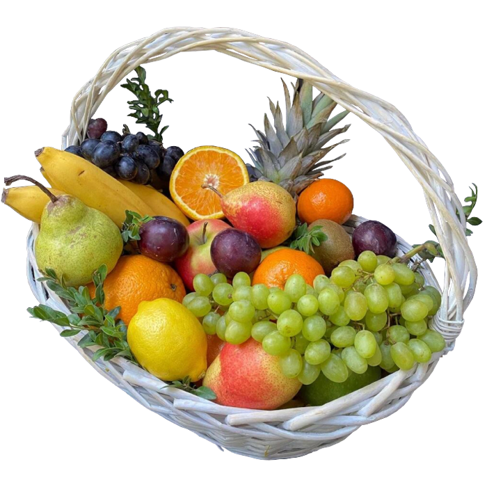 Coș cu fructe mixte mare (ananas, kiwi, citrice) – Floraria Mariei