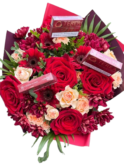 Buchet cu flori naturale și Terea Sienna - imagine 2