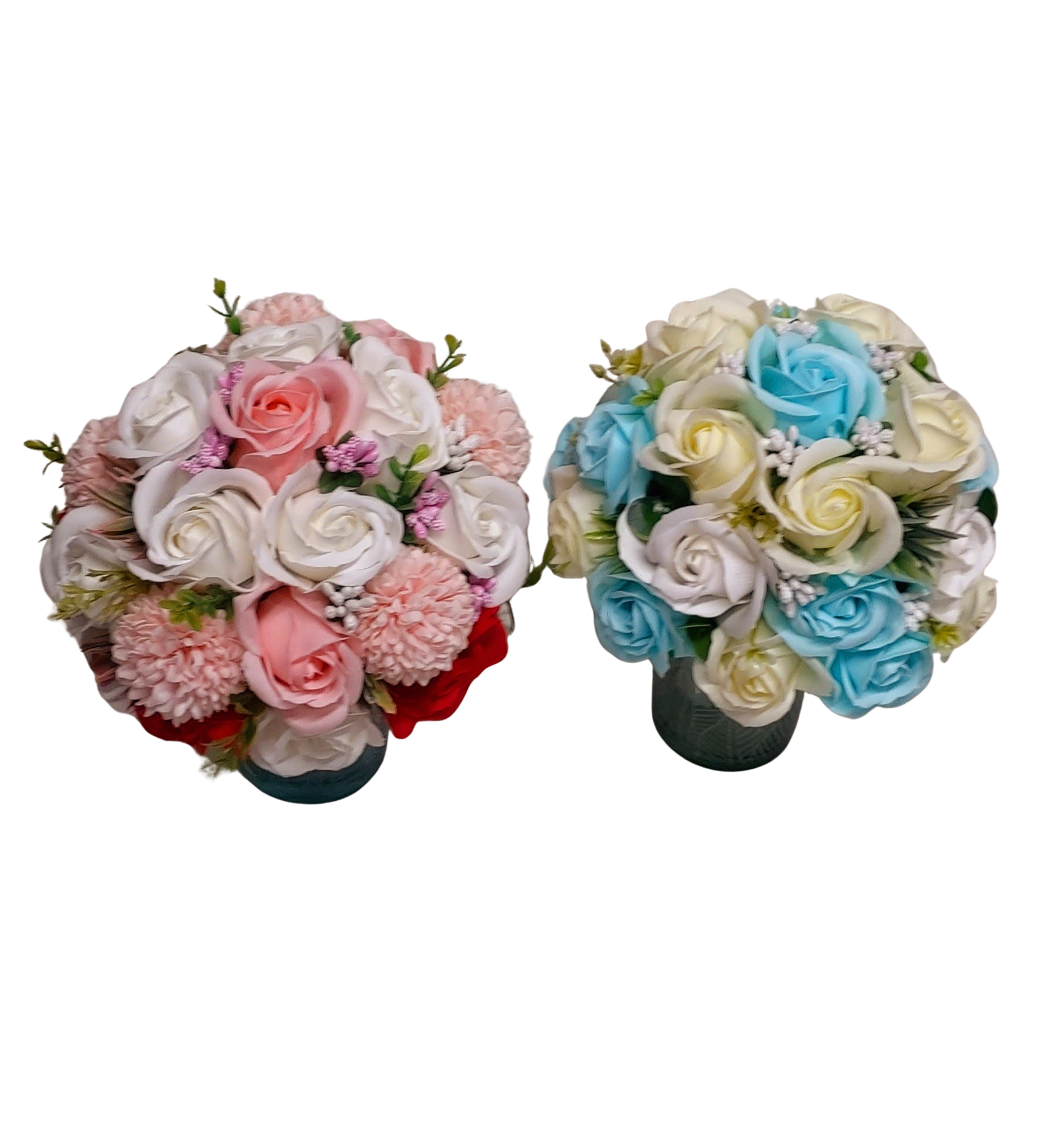 Buchet de cununie cu flori de săpun și verdeață decorativă – modele diverse - imagine 2