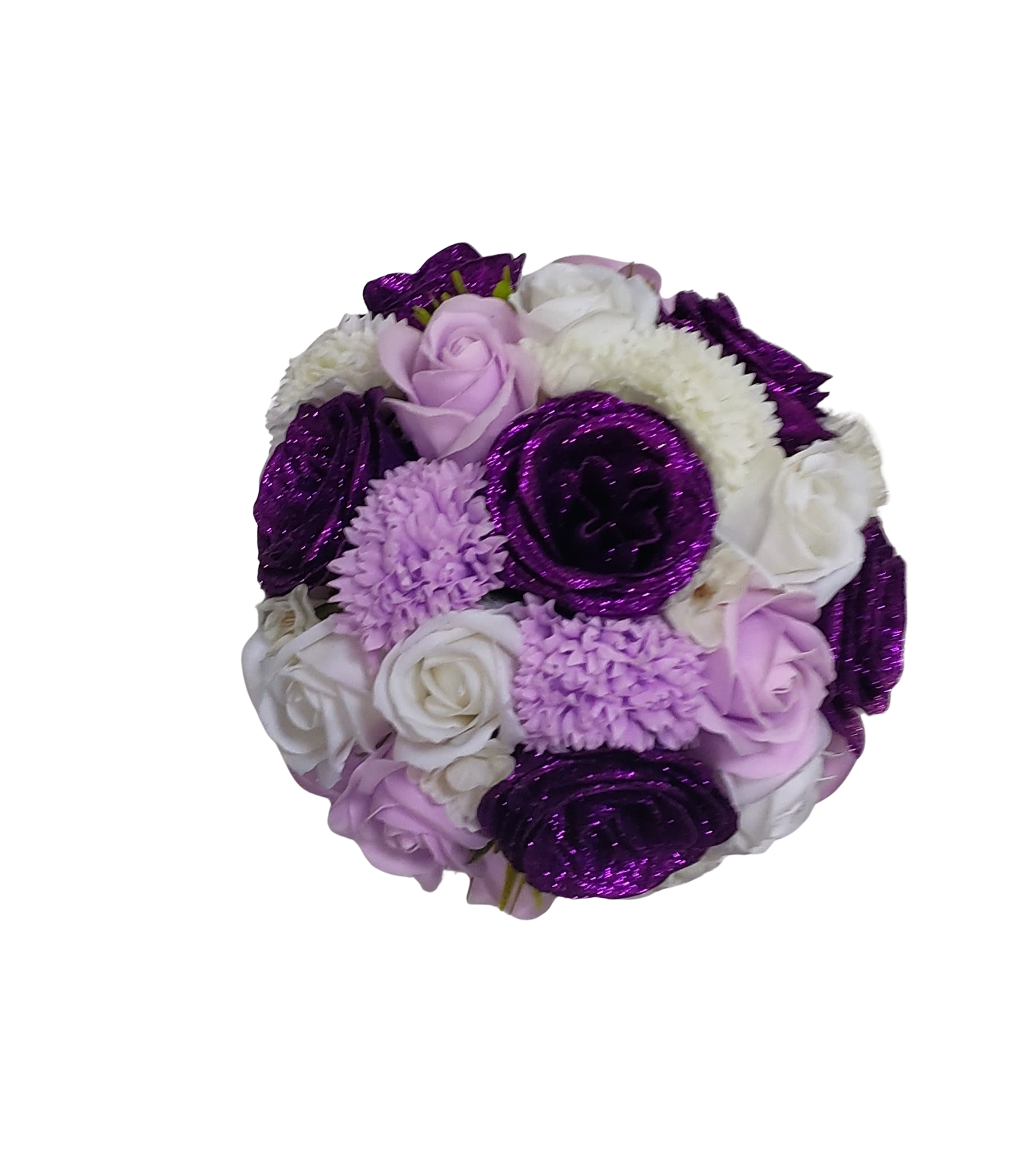 Buchet de cununie cu flori de săpun și verdeață decorativă – modele diverse - imagine 4