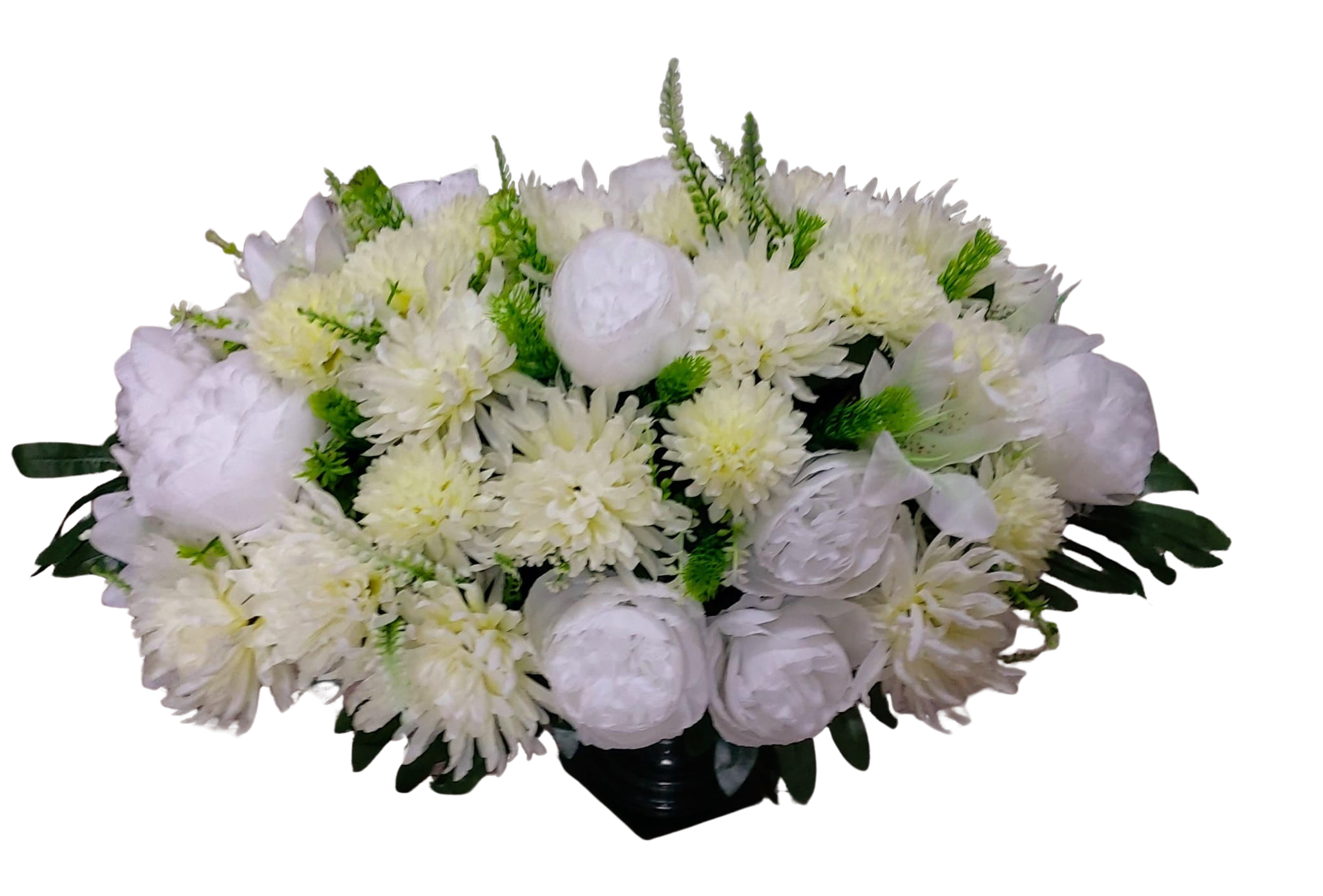 Aranjament funerar oval cu flori artificiale realtouch – Floraria Mariei - imagine 4