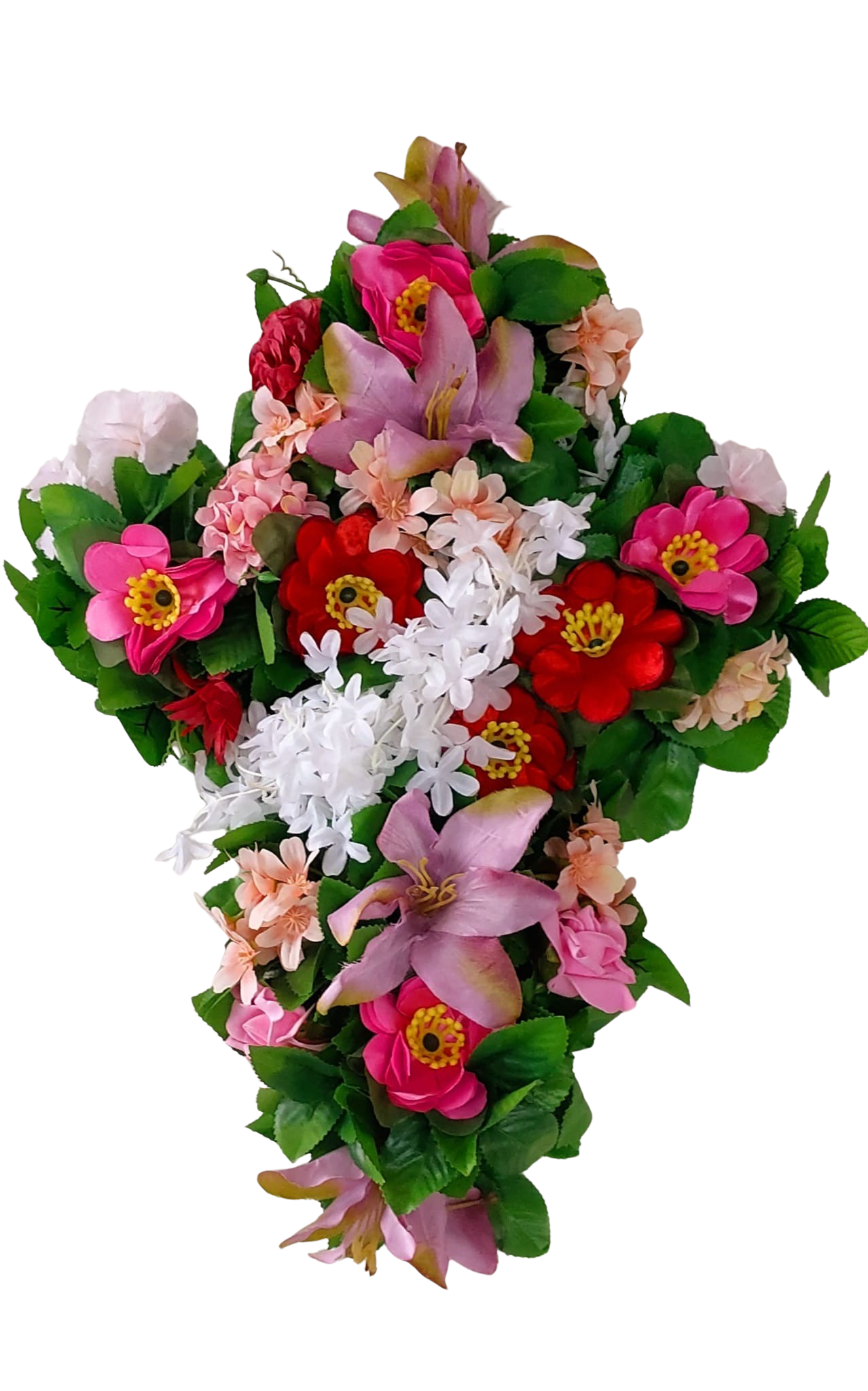 Aranjament funerar în formă de cruce cu flori artificiale realtouch – Floraria Mariei - imagine 2