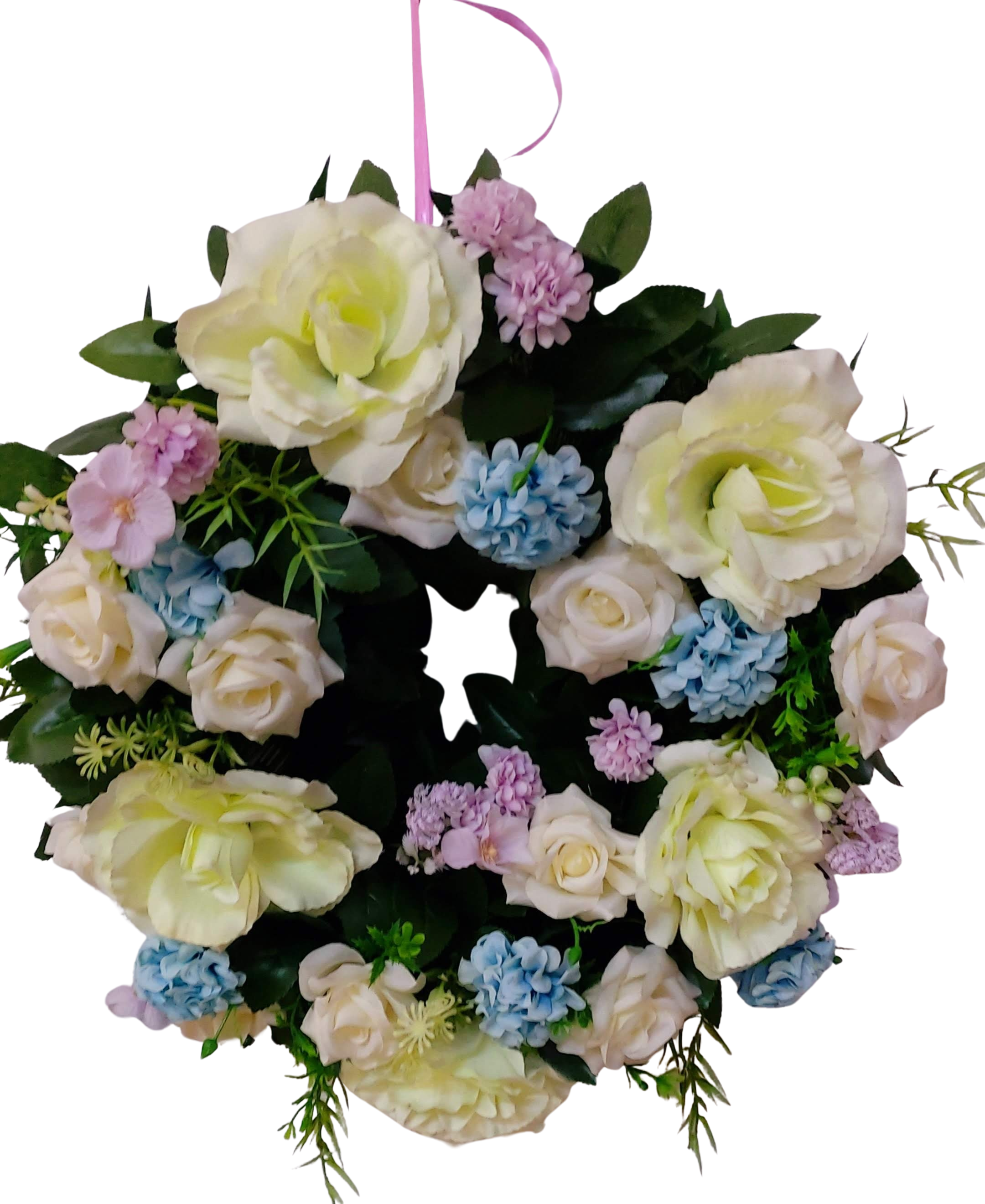 Aranjament funerar rotund mediu din flori artificiale realtouch – Floraria Mariei - imagine 3