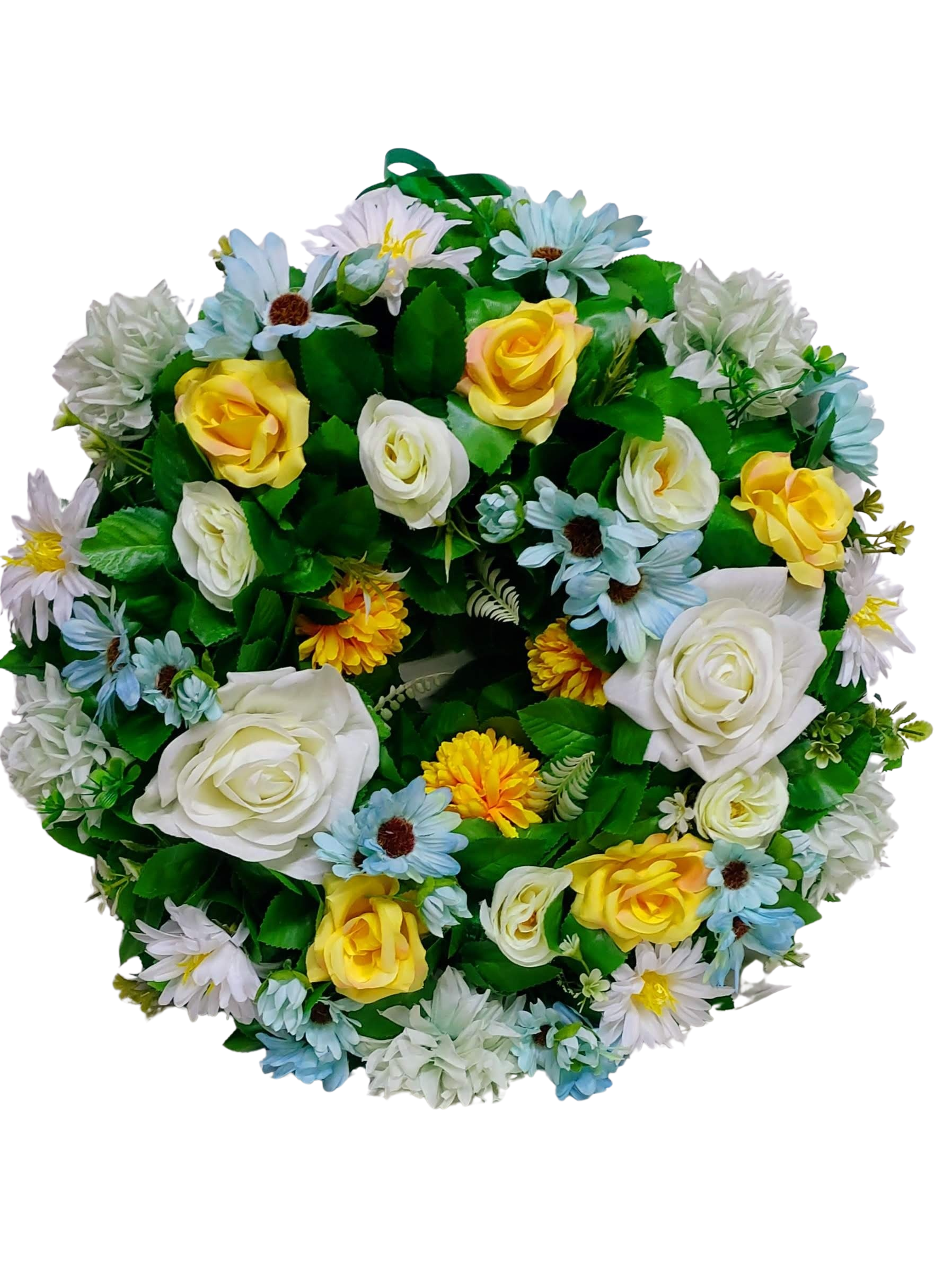 Aranjament funerar rotund mare cu flori artificiale realtouch – Floraria Mariei - imagine 2
