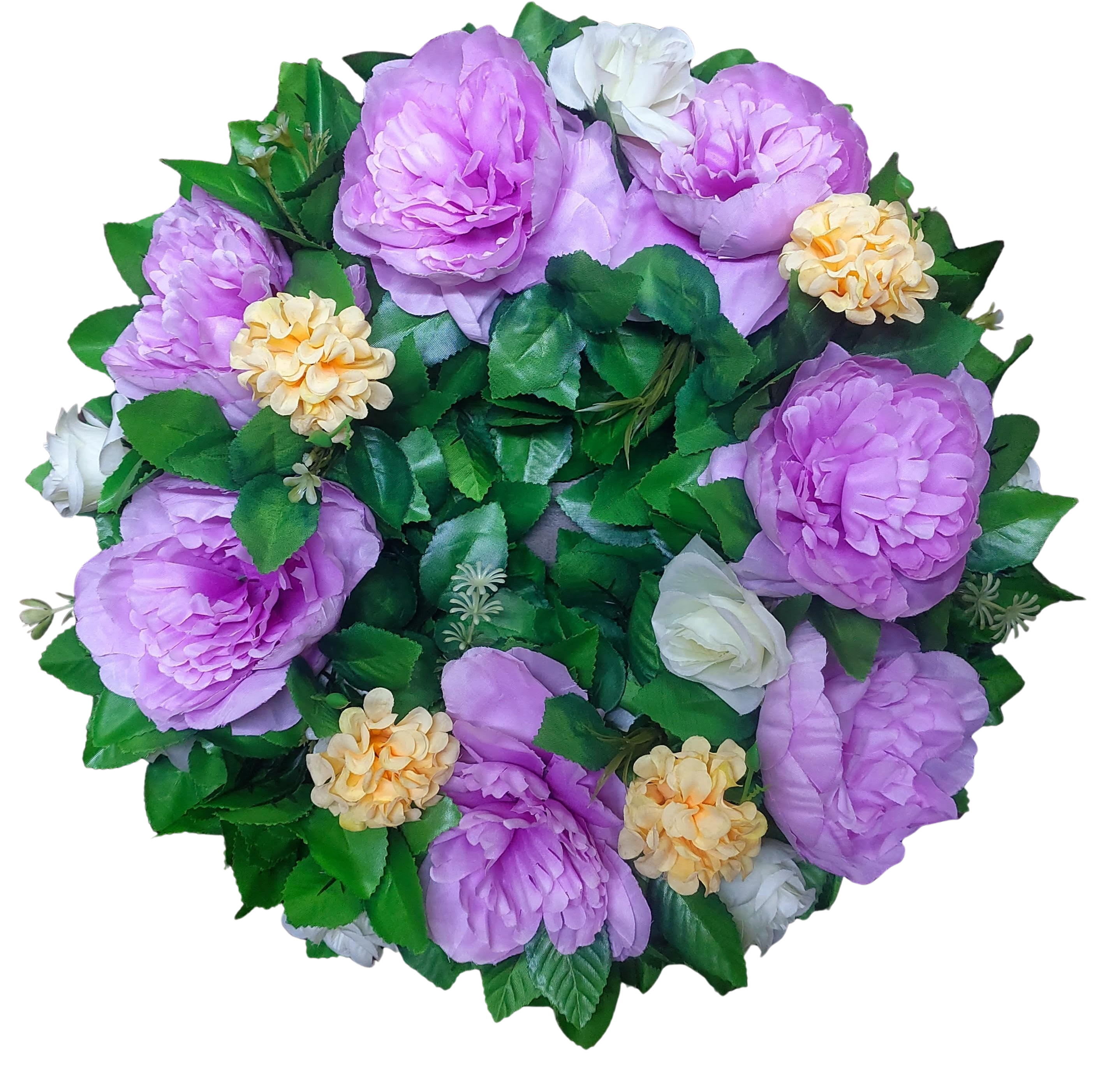 Aranjament funerar rotund cu flori artificiale realtouch – Floraria Mariei - imagine 3