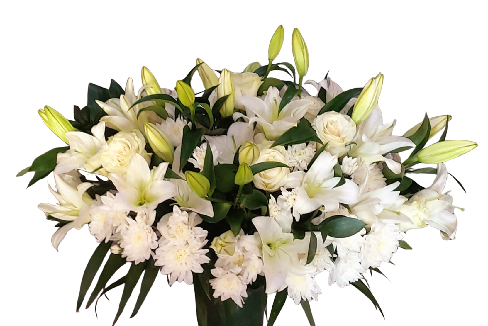 Aranjament funerar oval mediu cu flori naturale (40–50 cm) – Floraria Mariei - imagine 3