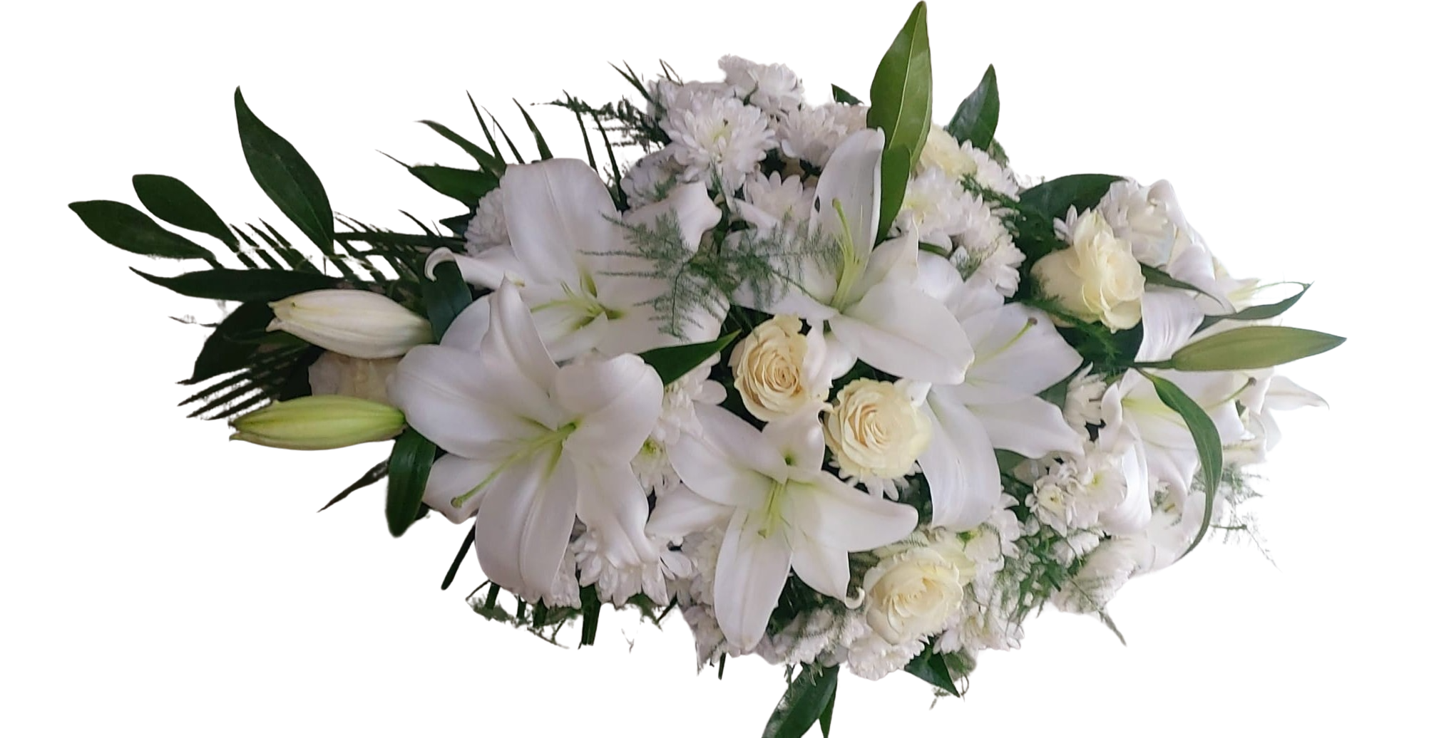 Aranjament funerar oval mediu cu flori naturale (40–50 cm) – Floraria Mariei - imagine 4