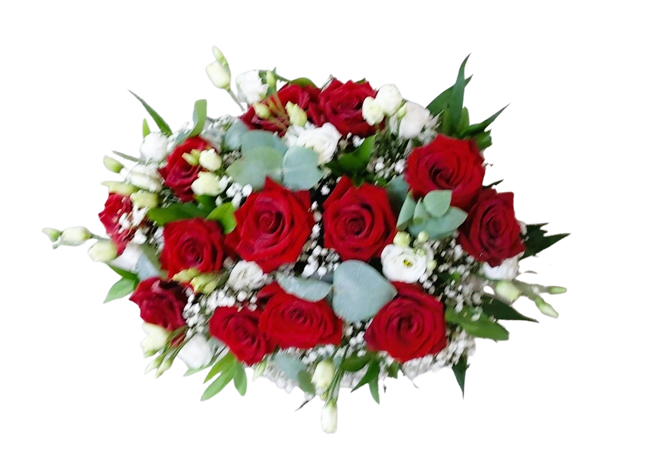 Aranjament funerar curgător pe o parte, flori naturale, 40–50 cm – Floraria Mariei - imagine 2