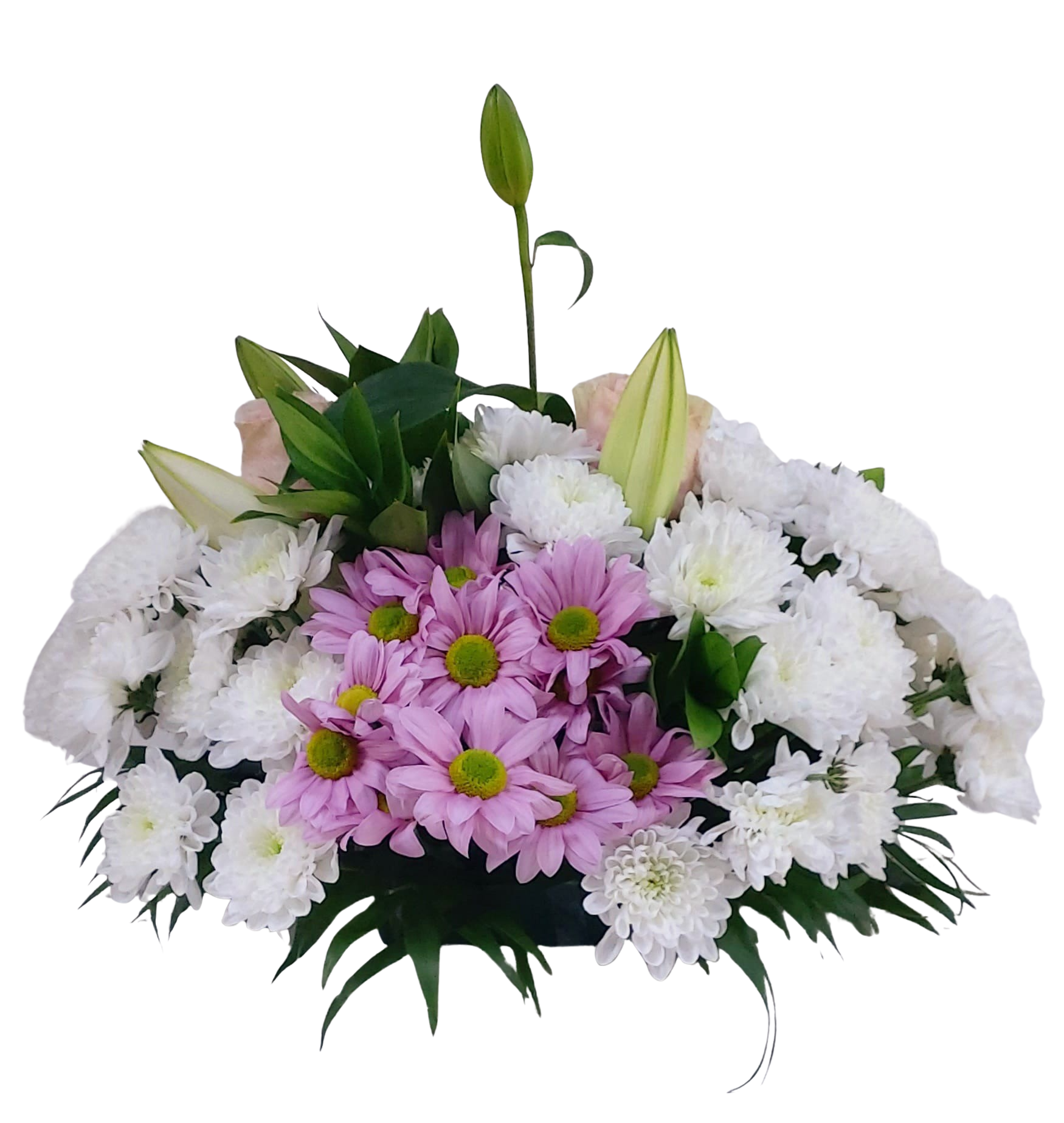 Aranjament Funerar Colorat Floraria Mariei, flori naturale, 25–35 cm - imagine 3