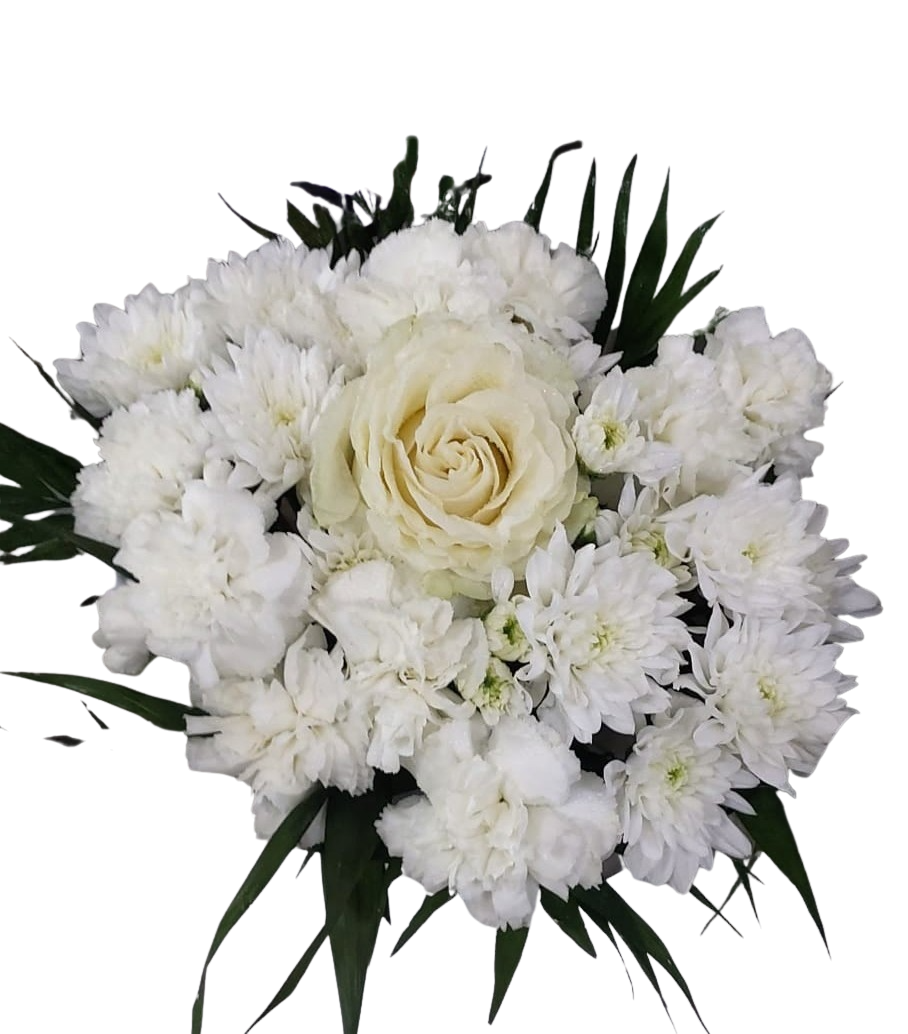 Aranjament Funerar Mic Floraria Mariei cu crizanteme și trandafiri (20–30 cm) - imagine 2