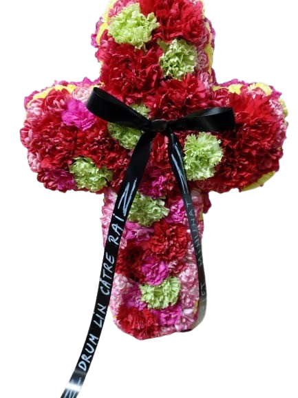 Cruce funerară din garoafe pe burete floral, 40–50 cm – Floraria Mariei - imagine 2
