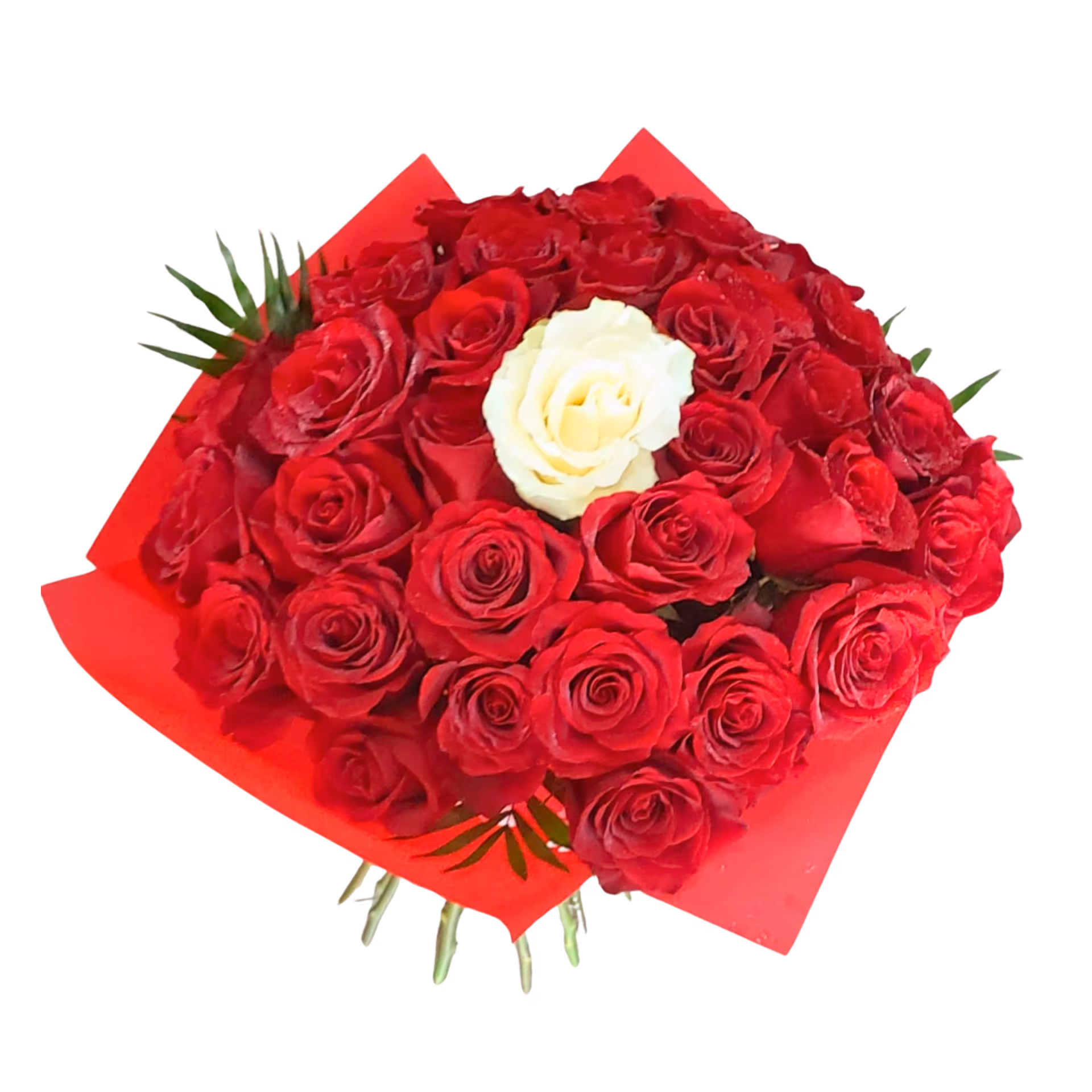 Buchet 39 trandafiri (38 roșii și 1 alb) – Floraria Mariei - imagine 2