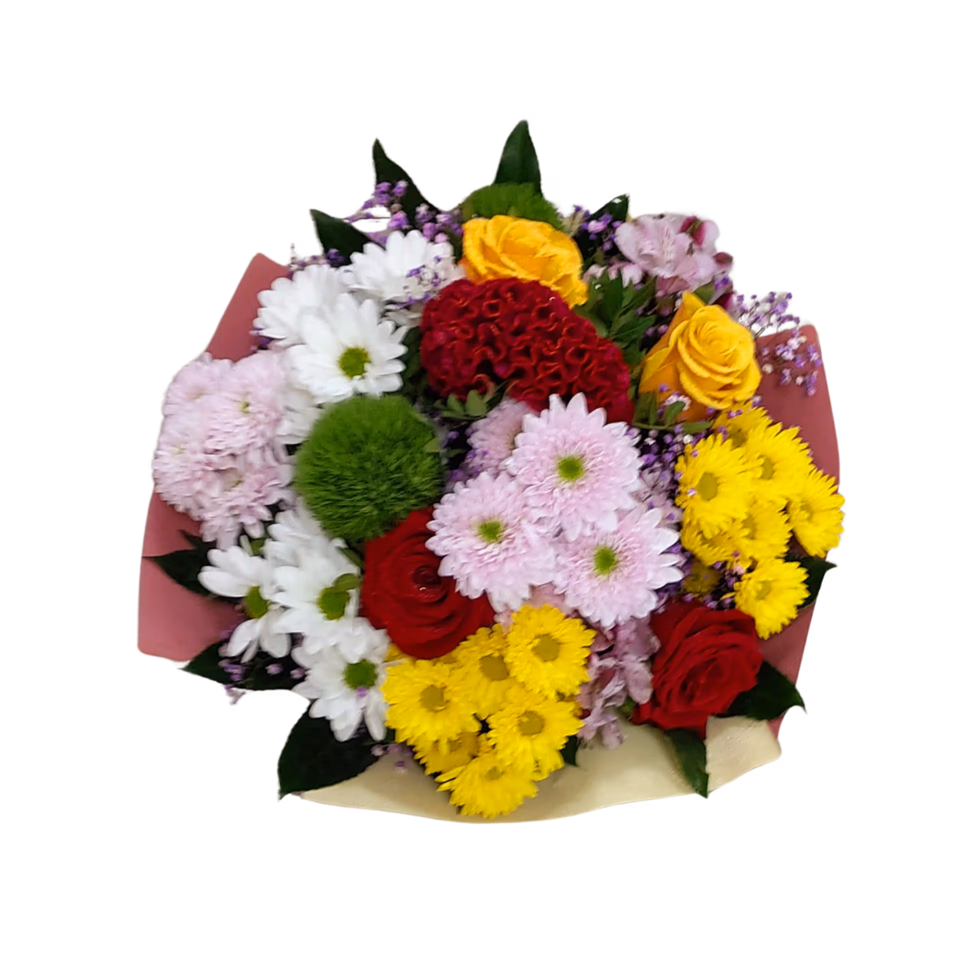 Buchet de toamnă colorat, cu trandafiri, crizanteme și flori mixte – Floraria Mariei