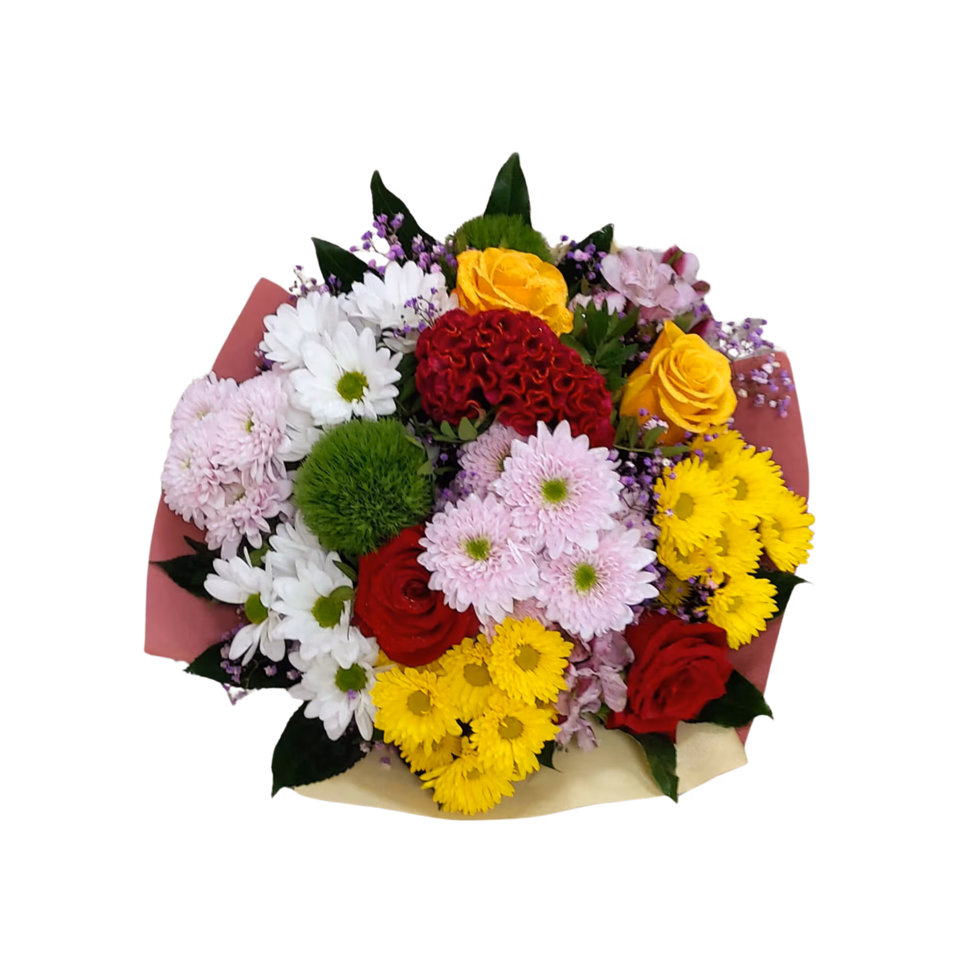 Buchet de toamnă colorat, cu trandafiri, crizanteme și flori mixte – Floraria Mariei - imagine 2
