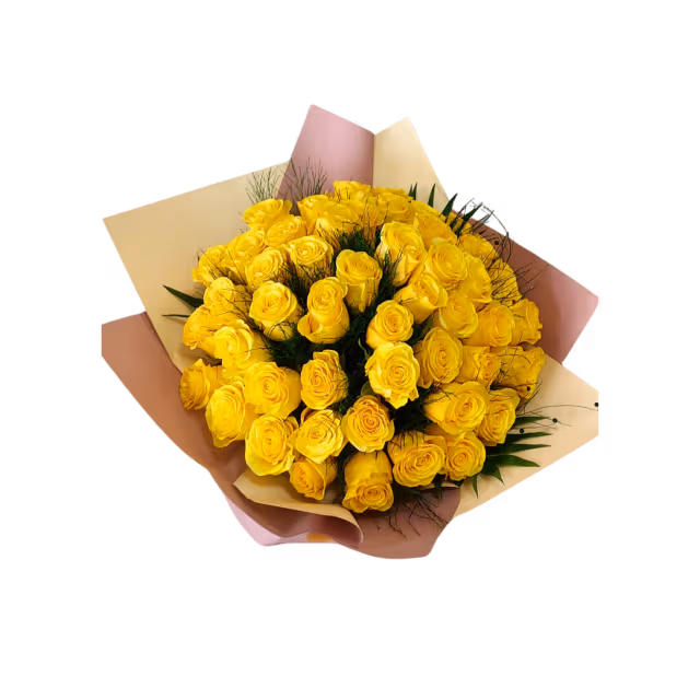 Buchet cu 49 trandafiri galbeni – Floraria Mariei - imagine 2