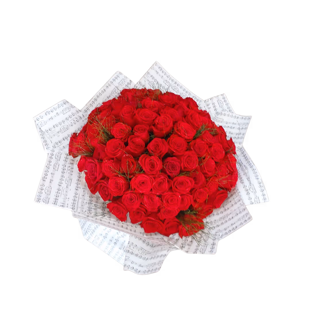 Buchet 101 trandafiri roșii cu ambalaj – Floraria Mariei