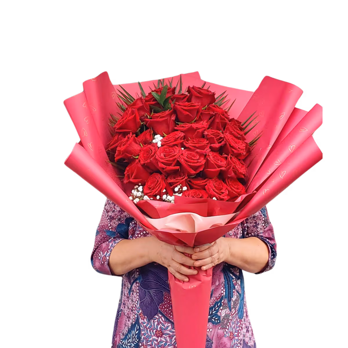 Buchet cu 35 trandafiri roșii în con (120 cm) – Floraria Mariei