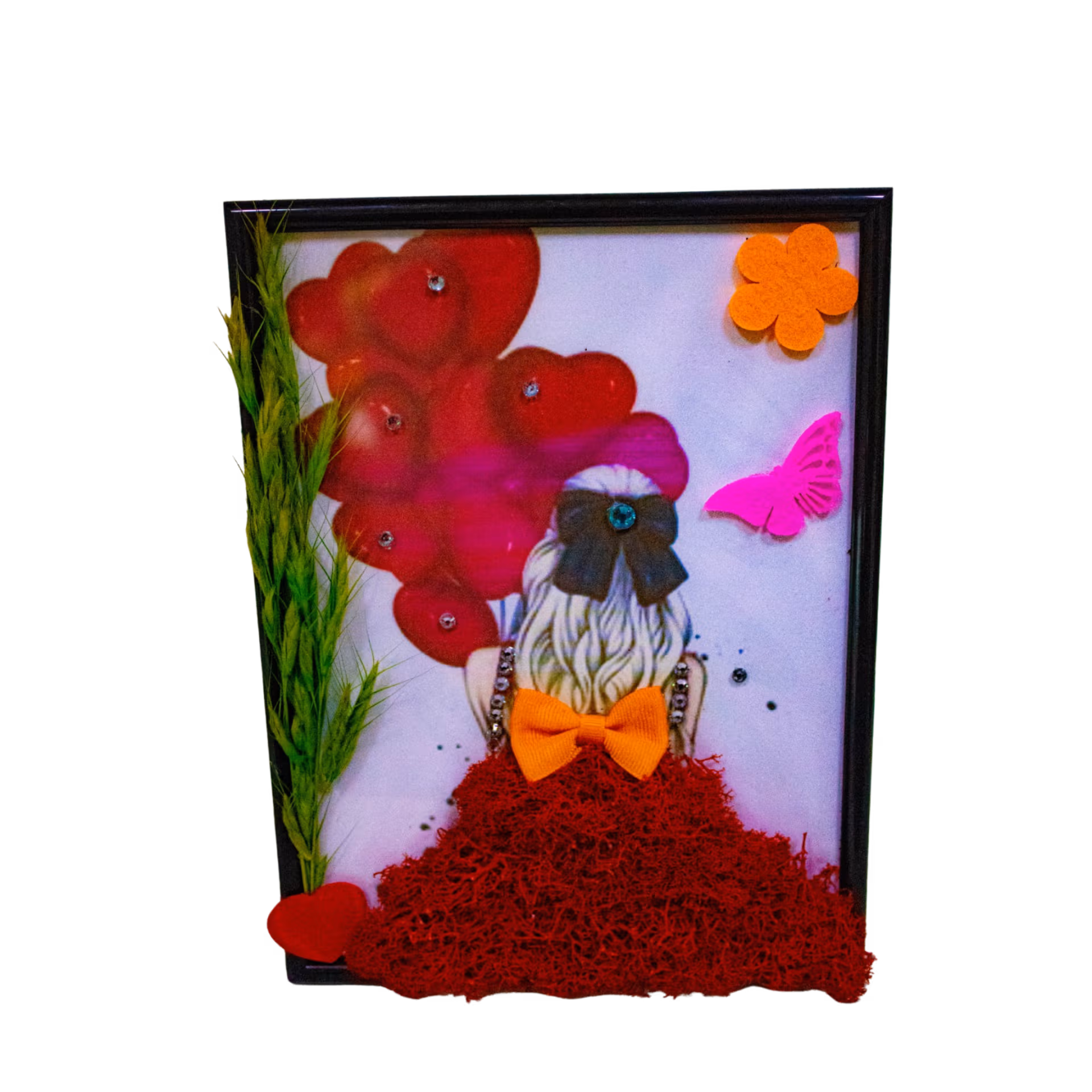 Tablou cu licheni A5 cu siluetă de fată, personalizabil cu mesaj – Floraria Mariei