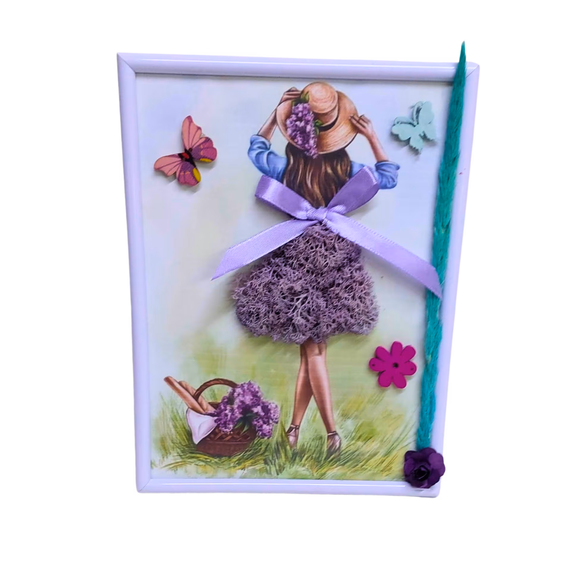 Tablou cu licheni A5 cu siluetă de fată, personalizabil cu mesaj – Floraria Mariei - imagine 5