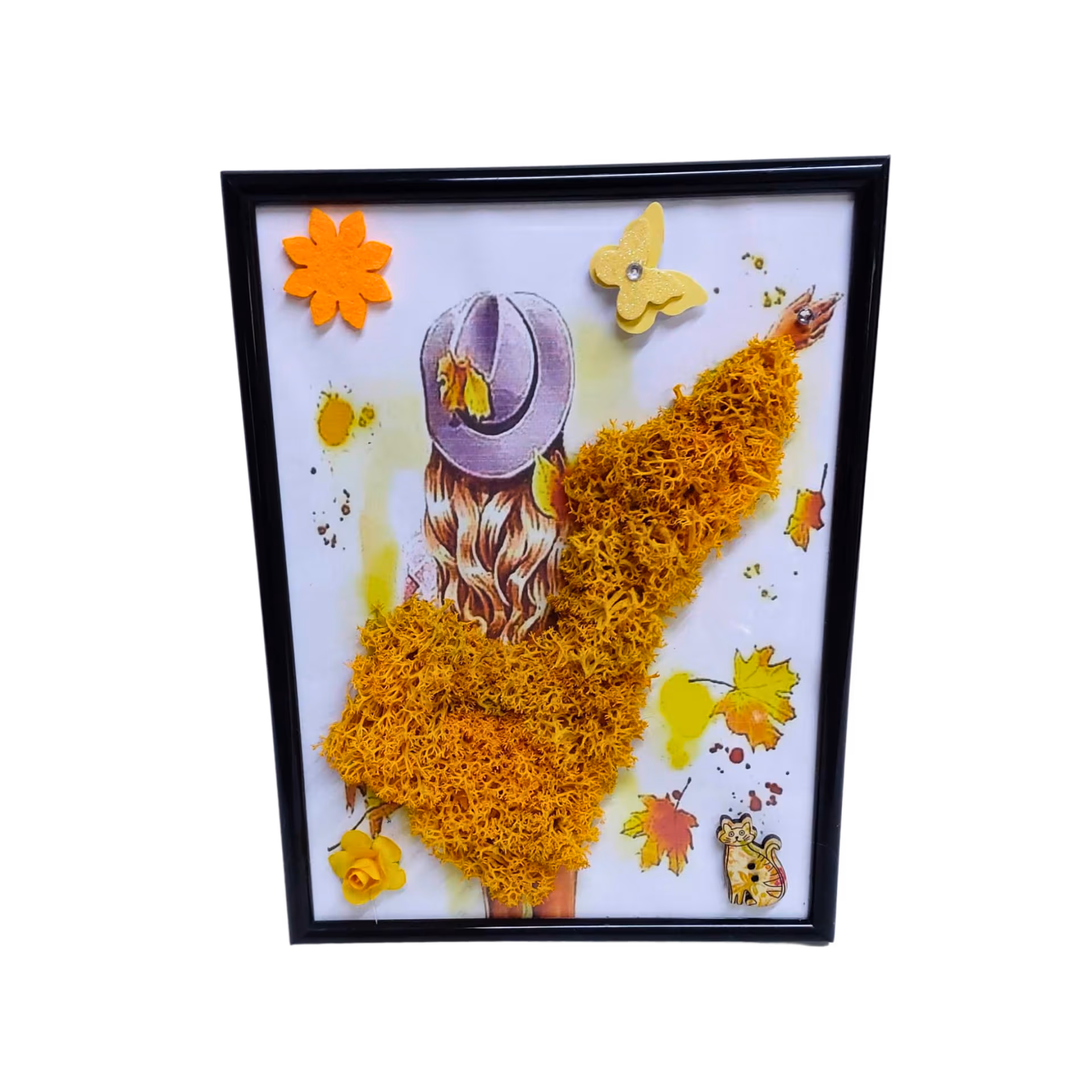 Tablou cu licheni A5 cu siluetă de fată, personalizabil cu mesaj – Floraria Mariei - imagine 6