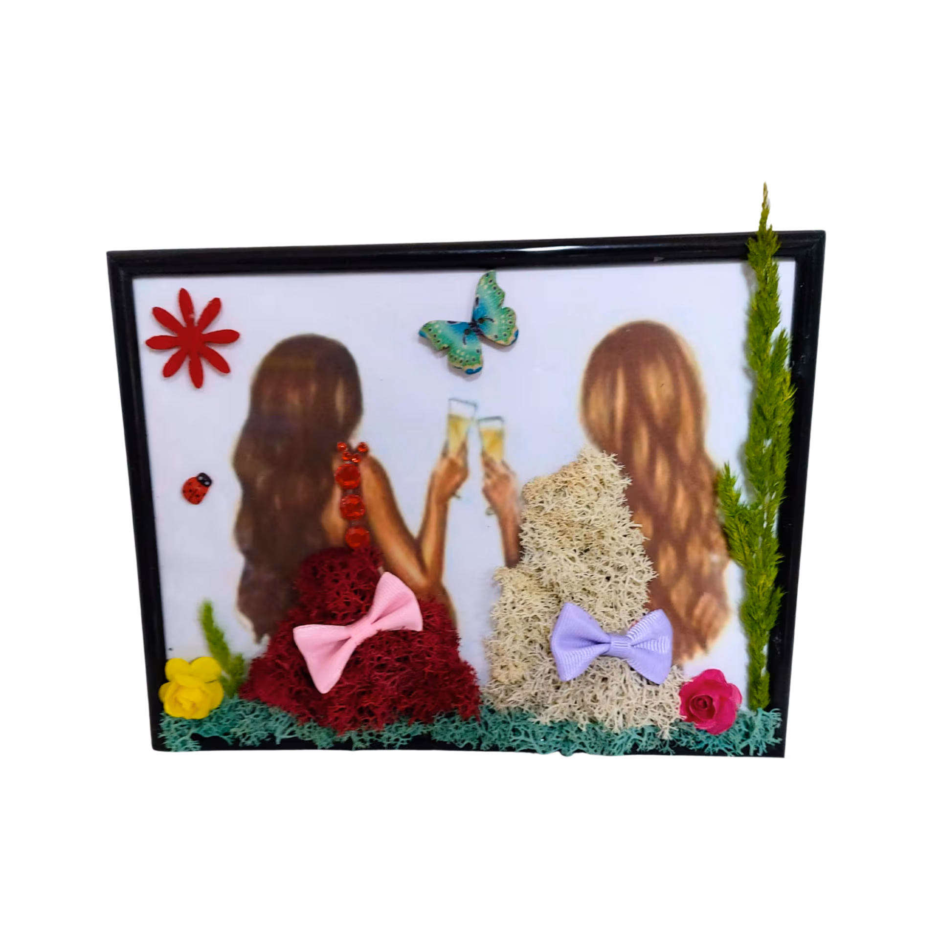 Tablou cu licheni A5 cu 2 siluete – personalizabil cu mesaj | Floraria Mariei - imagine 3