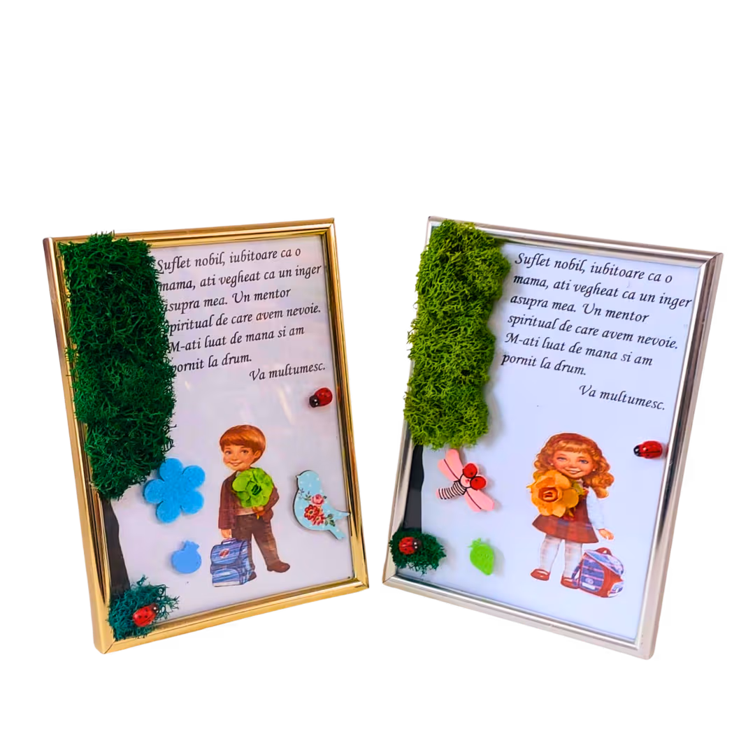 Tablou cu licheni personalizat, cadou de sfârșit de școală pentru învățătoare/educatoare