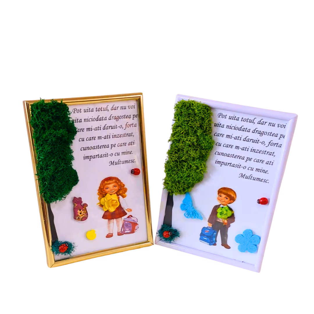 Tablou cu licheni personalizat, cadou de sfârșit de școală pentru învățătoare/educatoare - imagine 2