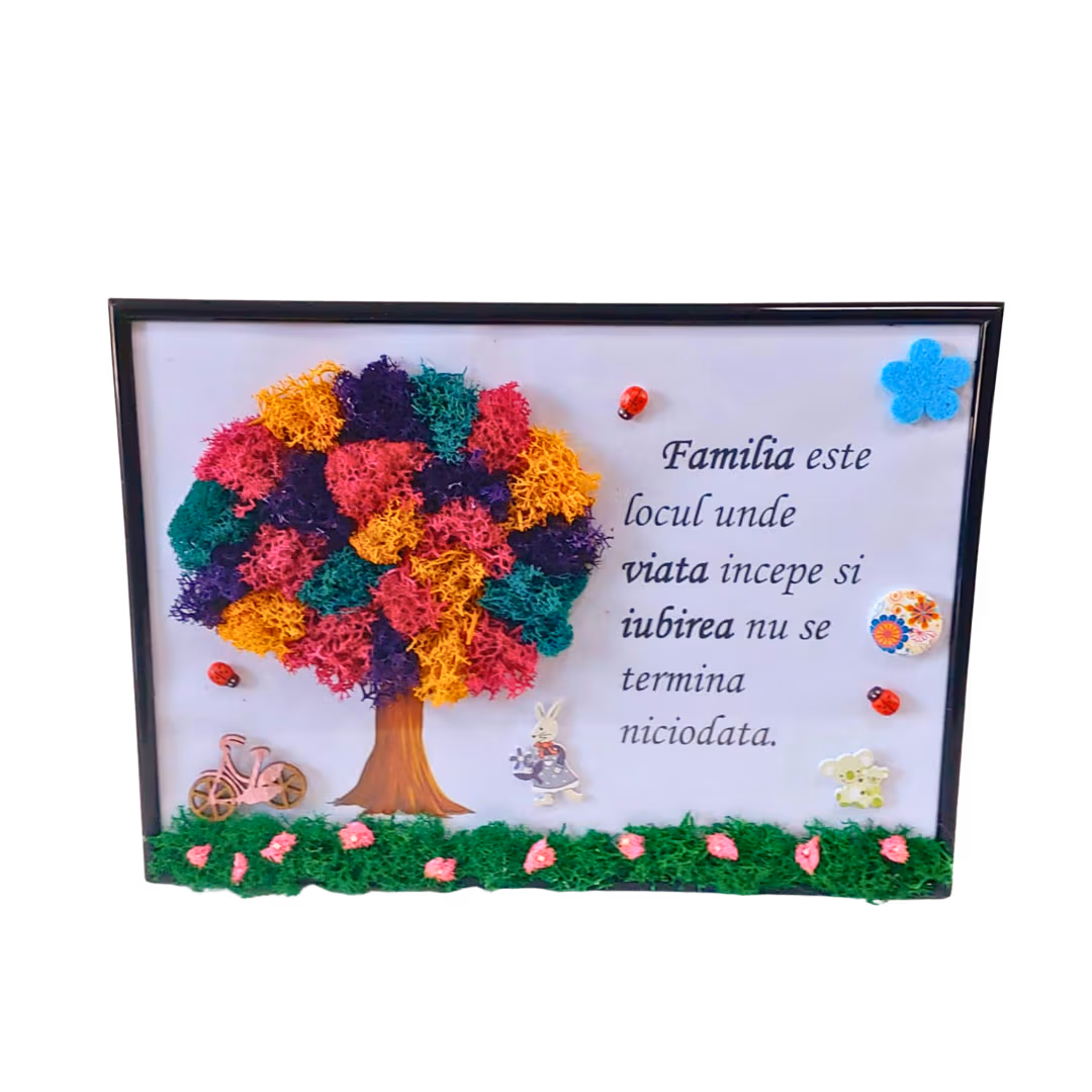 Tablou cu licheni pentru familie, decor natural – Floraria Mariei