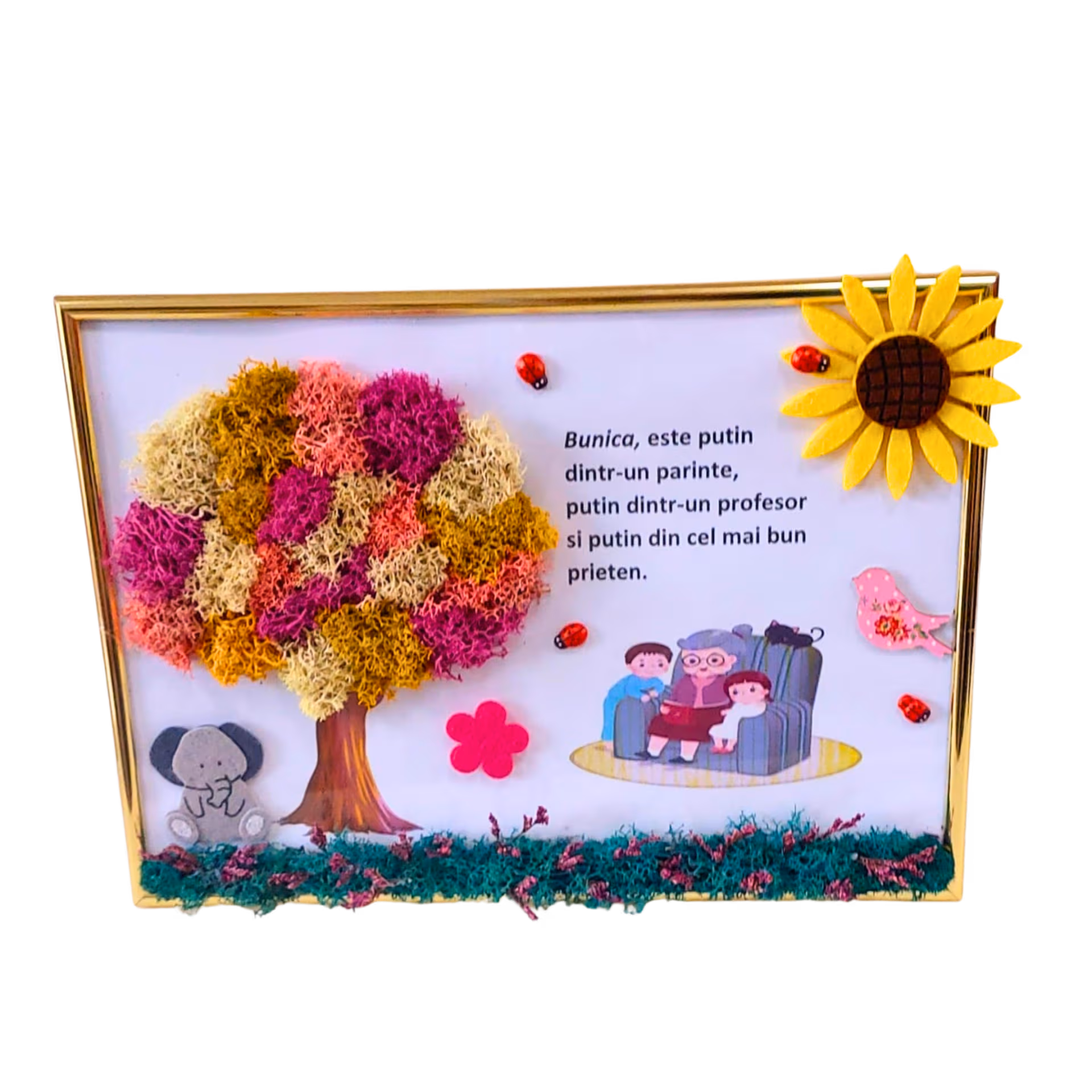 Tablou cu licheni pentru bunica – mesaj emoționant | Floraria Mariei - imagine 2