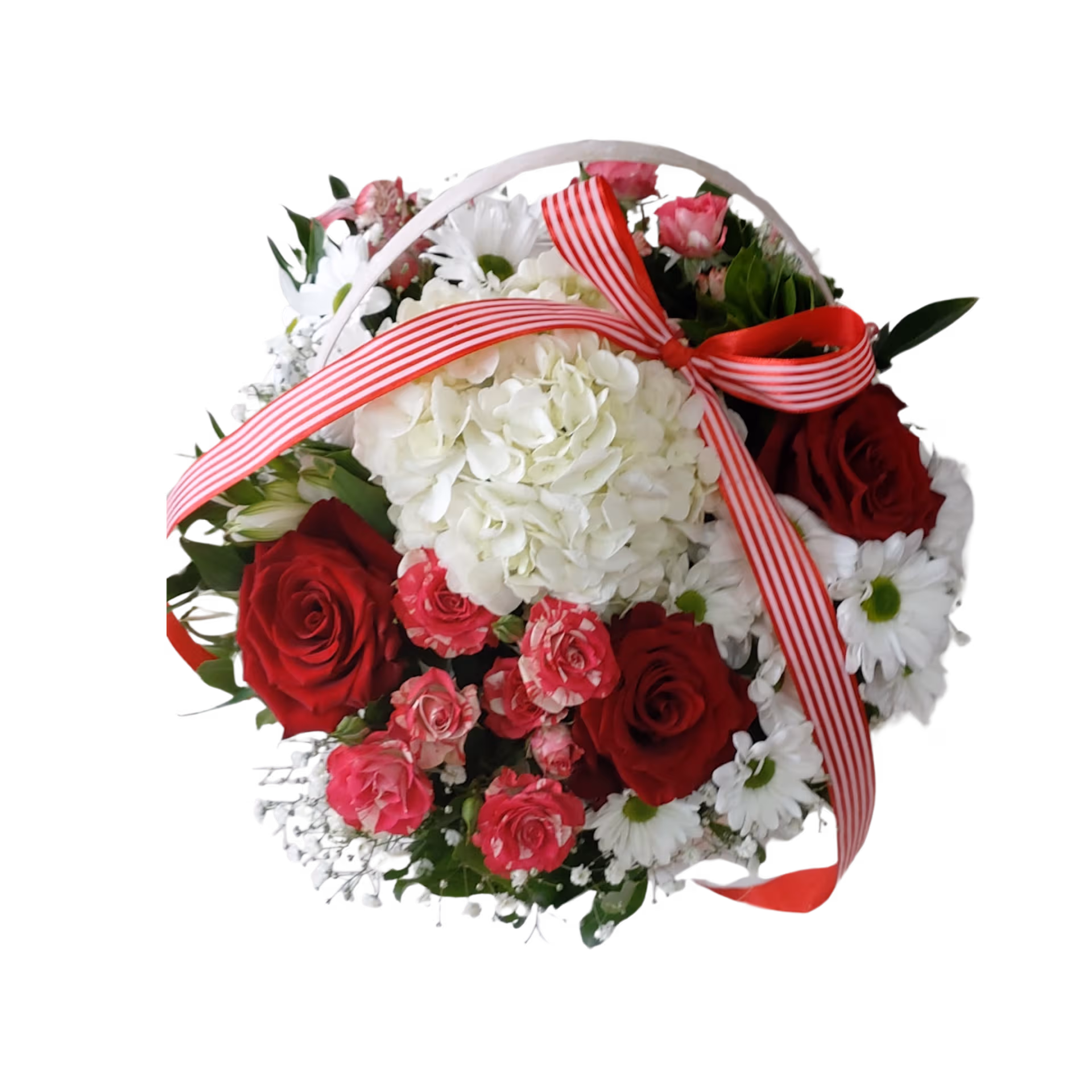 Aranjament cu flori de vară în coș cu hortensie și trandafiri – Floraria Mariei - imagine 2